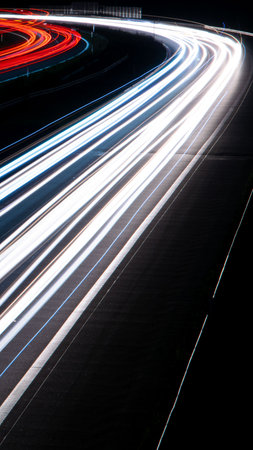 lights of cars with night. long exposureの写真素材