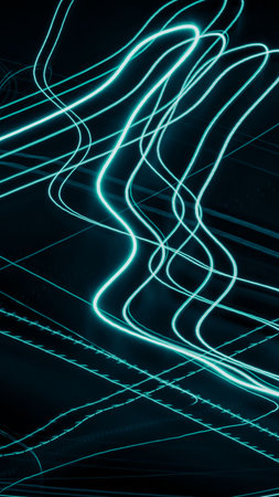 blue light lines over black background. textureの写真素材