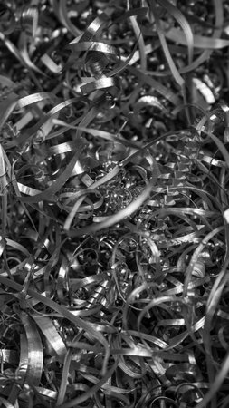 silver steel shavings with visible details. background or textureの写真素材