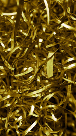 golden steel shavings with visible details. background or textureの写真素材