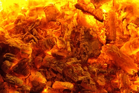 Fire from which there were hot red coals