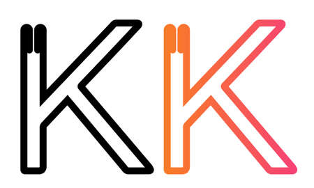 Letter  K, initial letter  K, vector line art, letter Kのイラスト素材