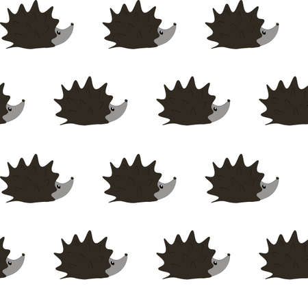 Animal cute seamless pattern. Hedgehog illustration on white background. Easy for design fabric, textile, print, icon for cover, t-shirt print, label, banner, paper, invitation cards design, other.の写真素材