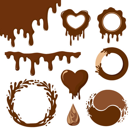 Set of chocolate decorative elements with copy spaceのイラスト素材