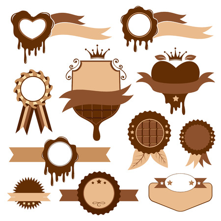 Set of chocolate banners, stickers and badgesのイラスト素材