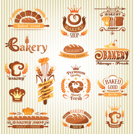 Set of bakery labels, badges and design elementsのイラスト素材