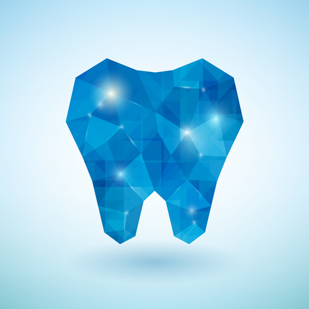 Shiny crystal blue tooth icon. Vector illustrationのイラスト素材