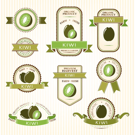 Kiwi labels. Fruits labels and sticker collection.のイラスト素材