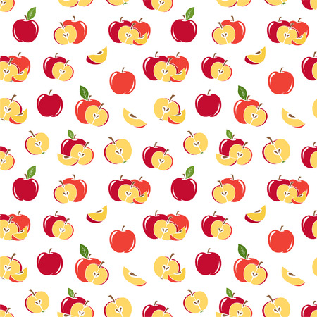 Apple pattern. Vector seamless background with fruit icons.のイラスト素材