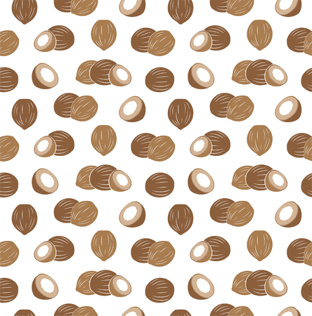 Coconut pattern. Vector seamless background with fruit icons.のイラスト素材