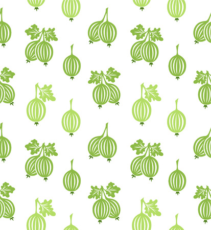 Goosberry pattern. Vector seamless background with fruit icons.のイラスト素材