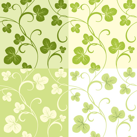 Set of seamless patterns from clover leavesのイラスト素材