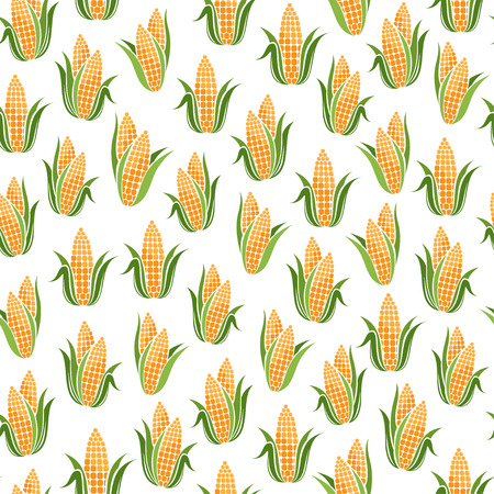 Seamless pattern with Sweet Corn. Seamless pattern with Eggplantのイラスト素材