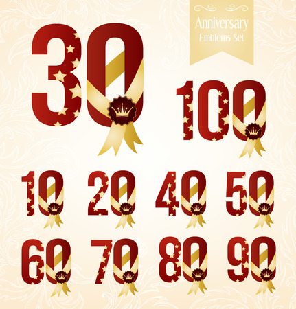 Set of anniversary design emblems in retro style.のイラスト素材