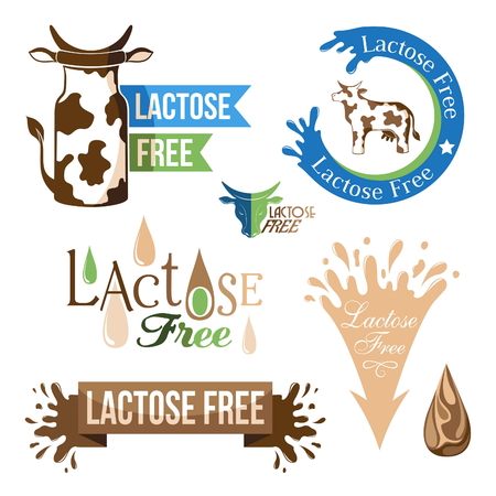 Lactose free design elements, badges, banners and emblems.のイラスト素材