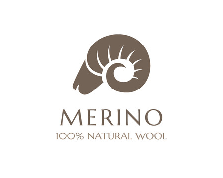 Merino wool icon. Vector sheep logo template. 100 percent natural product isolated symbolのイラスト素材