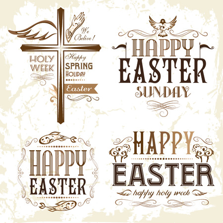 Set of easter typography elementsのイラスト素材