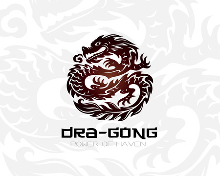 Dragon logo template. Vector illustration of asian fantastic beast.のイラスト素材