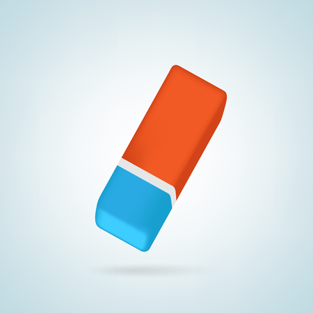 Eraser. Blue and orange colored rubber. Isolated vector illustration in realistic styleのイラスト素材