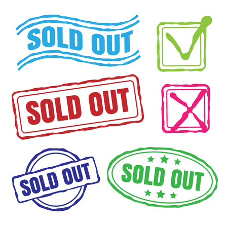 Sold out stamps collection. Vector design elementsのイラスト素材