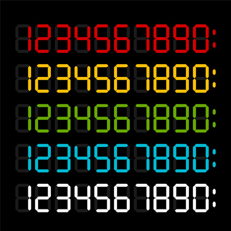 Digital numbers collection. Color variants. Template for electronic device.のイラスト素材