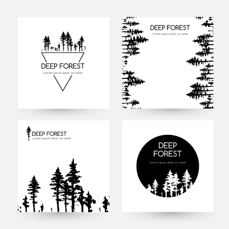 Ink hand drawn forest. Design collection.のイラスト素材