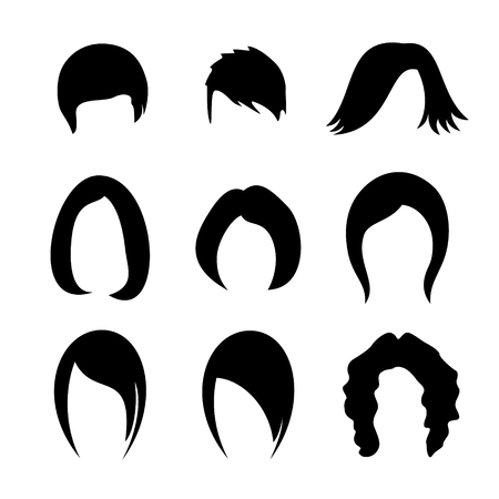 Hair silhouettes vector illustration setのイラスト素材