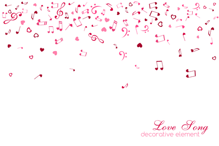 Notes and Hearts, Top border vector illustration designのイラスト素材