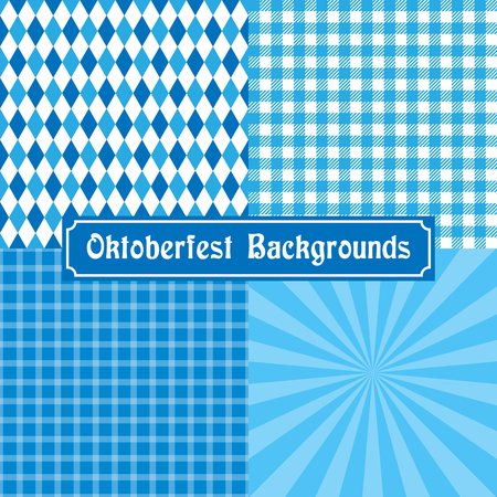 Oktoberfest background collection. Tablecloth, checked, diamond and rays.のイラスト素材