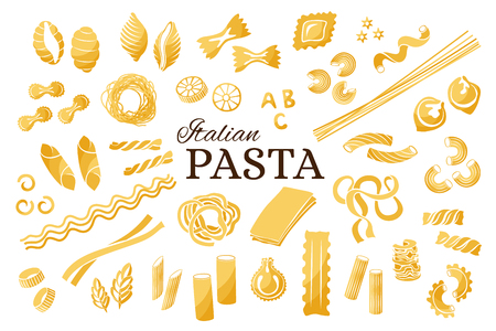 Italian pasta collection. Vector isolated decorative elements for menu or package design.のイラスト素材