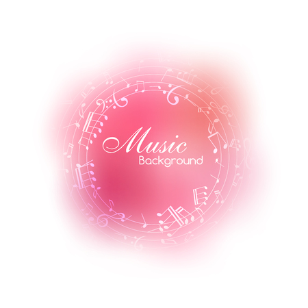 Music background with notes and pink color decorative element.のイラスト素材