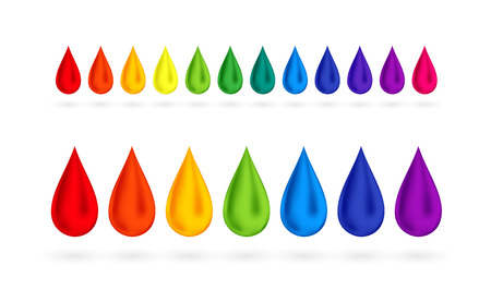 Rainbow drops. Colorful palette from ink. Paint concept illustration.のイラスト素材