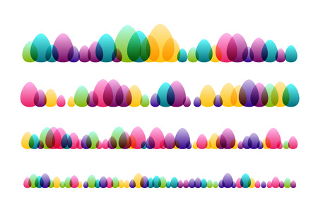 Easter eggs. Design collection. Horizontal dividers set.のイラスト素材