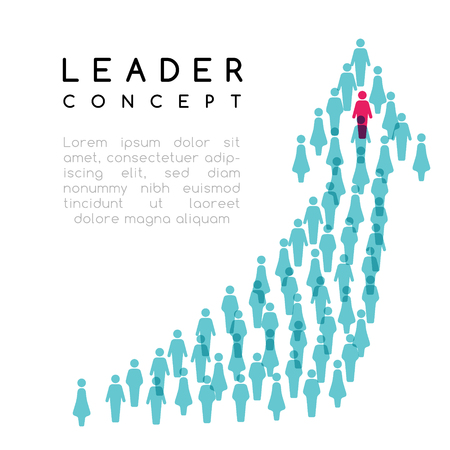Leadership concept. Vector illustration with arrow sign and people silhouettesのイラスト素材