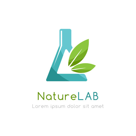 Natural medicine emblem. Green lab Vector design elementのイラスト素材