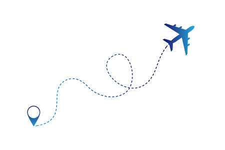 Air plane with traffic line and navigation marker. Vector illustrationのイラスト素材