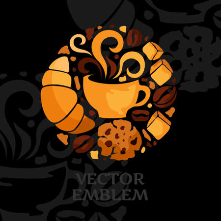 Coffee time. Restaurant menu emblem.のイラスト素材