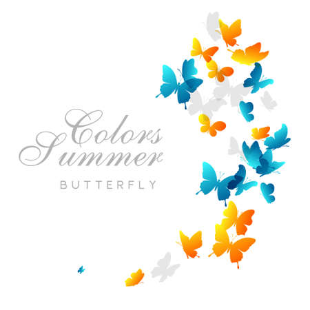 Flying blue and yellow butterflies. Vector decoration element ..のイラスト素材