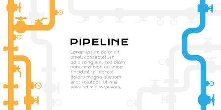 Pipelines color textured background with copy space. Industrial vector banner with pipes and equipment ..のイラスト素材