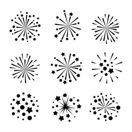 Fireworks and sparklers vector collection. Anniversry, party or holiday decoration elements ..のイラスト素材