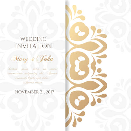 Wedding invitation templates. Cover design with ornaments and white background. Vector decorative card with copy space ..のイラスト素材