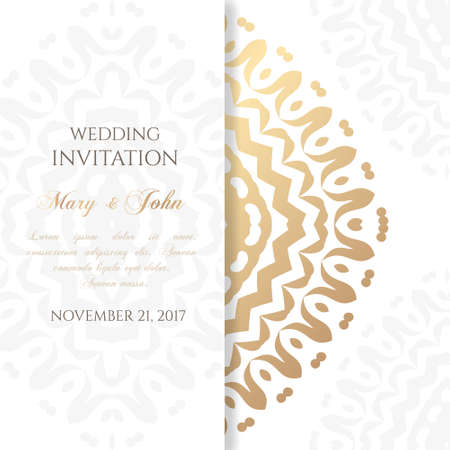 Wedding invitation templates. Cover design with ornaments and white background. Vector decorative card with copy space ..のイラスト素材