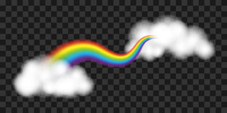 Rainbow with clouds design element. Transparency decorationのイラスト素材