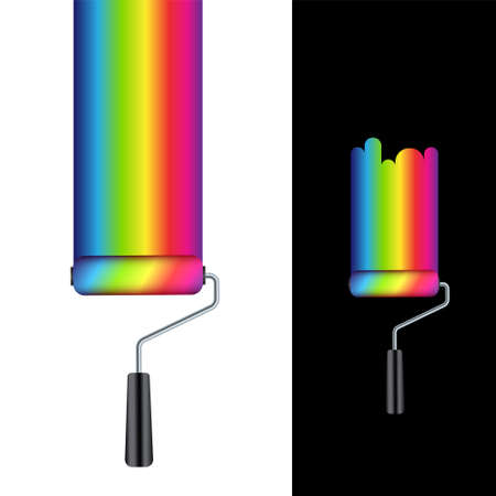Paint roller and rainbow painted markings bannerのイラスト素材
