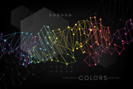 Colorful plexus style horizontal background. Abstract banner for technology, medical or business...