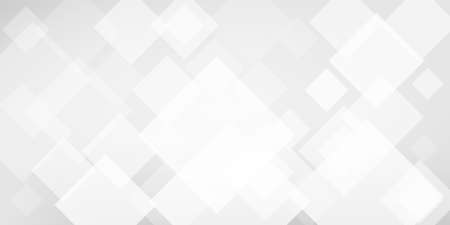 White abstract background with randomly square elements. Vector horizontal banner ..のイラスト素材