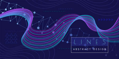 Technology style horizontal background. Abstract banner for scientific, medical or sport them design with lines, dots and digital decoration elements ..のイラスト素材