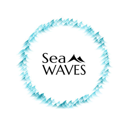 Sea waves design elements. Circle frame ..のイラスト素材