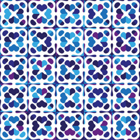 Ornamental tile pattern. Ceramic folk motif. Seamless background for fabric, paper or porcelain. Vector illustration ..のイラスト素材