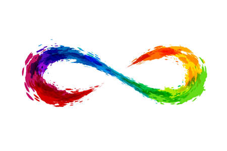 Rainbow splash  illustration. Infinity sign.のイラスト素材